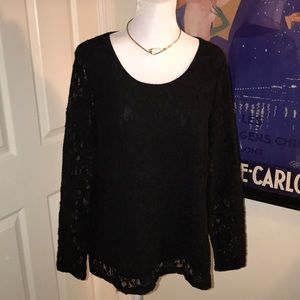 Chico’s Black Lace Long Sleeve Top